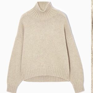 COS CHUNKY PURE CASHMERE TURTLENECK SWEATER S Beige